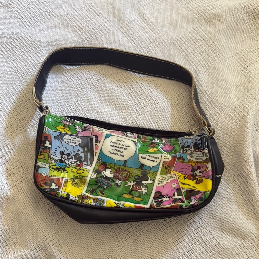 Disney Black Shoulder Bag with Comic Print